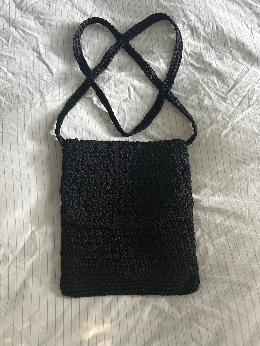 Vintage The Sak - Handwoven Crossbody Bag Black